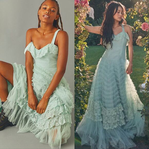 LoveShackFancy Dresses & Skirts - LoveShackFancy Sharelle Tulle Maxi Dress Gown Mint Green